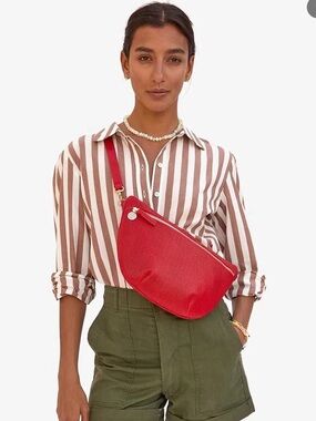 Clare V Grande Fanny Red Tomate Perforated Crossbody Belt Bag Clare V. Vivier